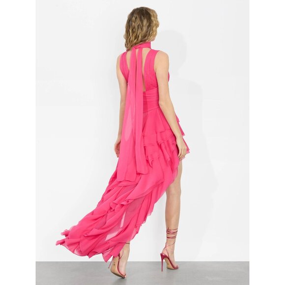 Alice + Olivia Holly Ruffle Maxi Dress With Scarf in Raspberry 2 New Womens Gown - Picture 15 of 16
